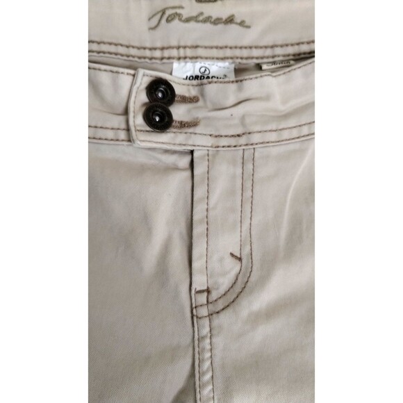 Jordache Pants Womens 13/14 Cream Color Brown Stitching Cropped Cuffed Mid Rise - Picture 8 of 11